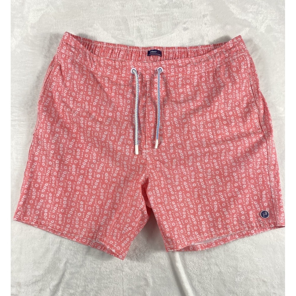 Johnnie-O Swimming Trunks Shorts Men's Sz‎ 34 Pink Bubble Pattern Beach Pool